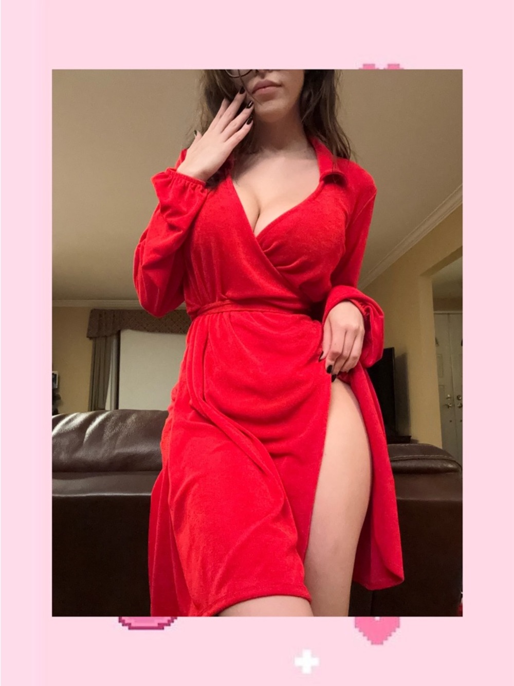Red Velvet Wrap Robe - Women's Intimates - Picture 2 of 3